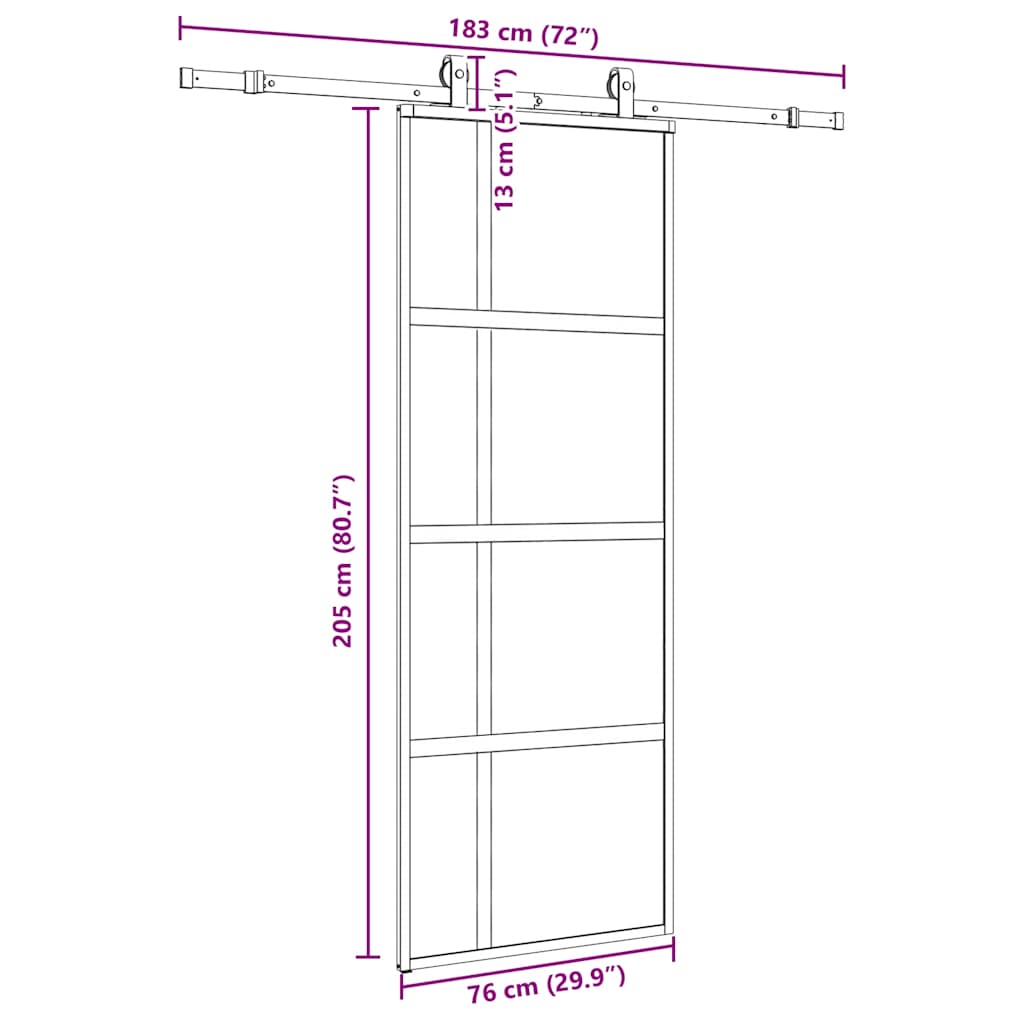 Liukuovi Laitteistosarjalla Musta 76X205 Cm Karkaistu Lasi