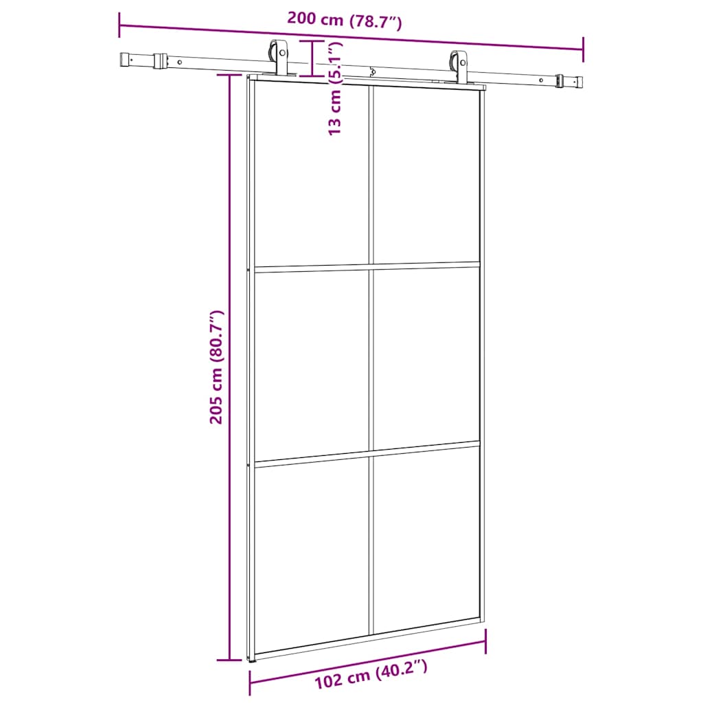 Liukuovi Laitteistosarjalla Musta 102X205 Cm Esg Lasi