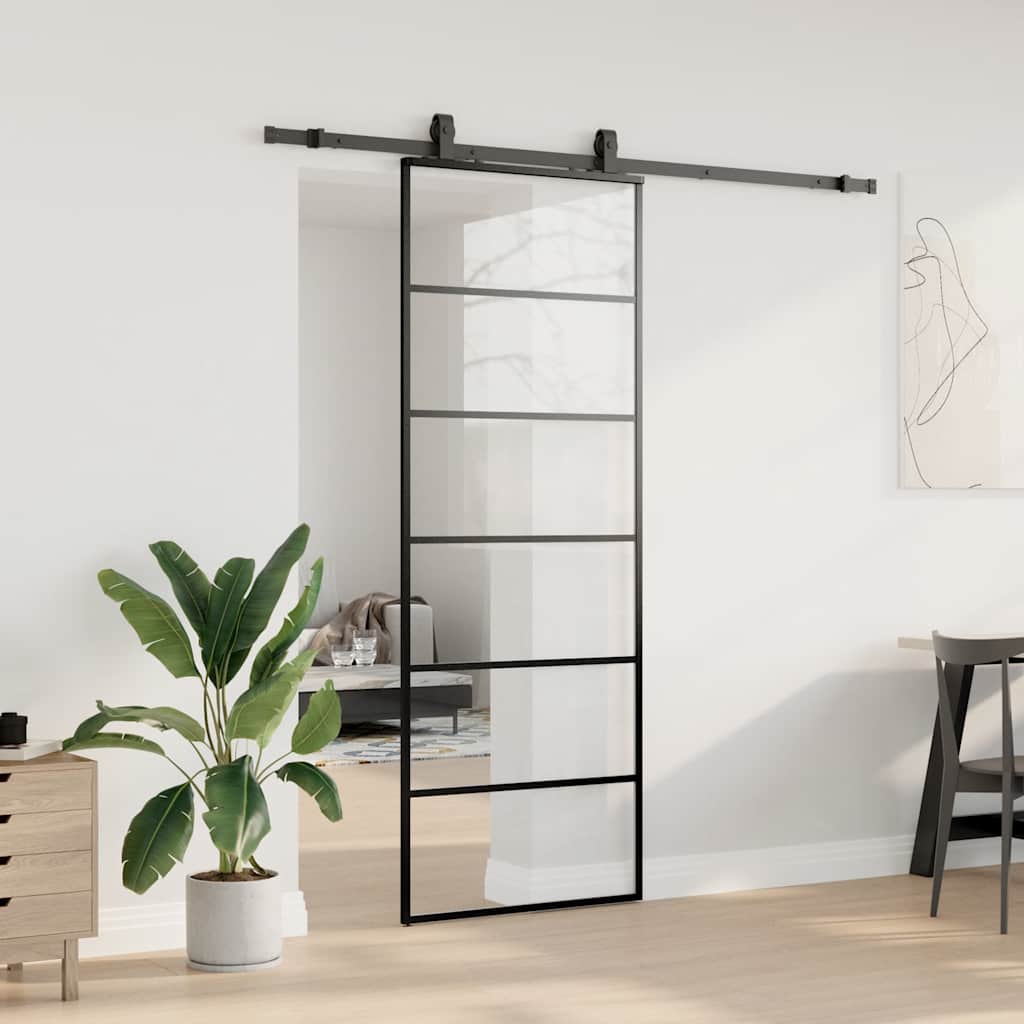 Liukuovi Asennustarvikkeilla Musta 76X205 Cm Esg Lasi