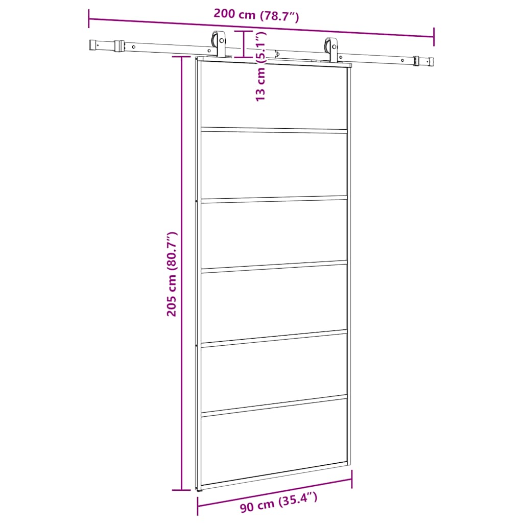 Liukuovi Asennustarvikkeilla Musta 90X205 Cm Esg Lasi
