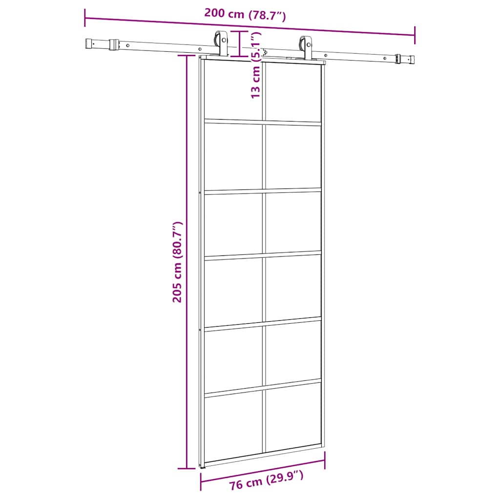 Liukuovi Asennustarvikkeilla Musta 76X205 Cm Esg Lasi