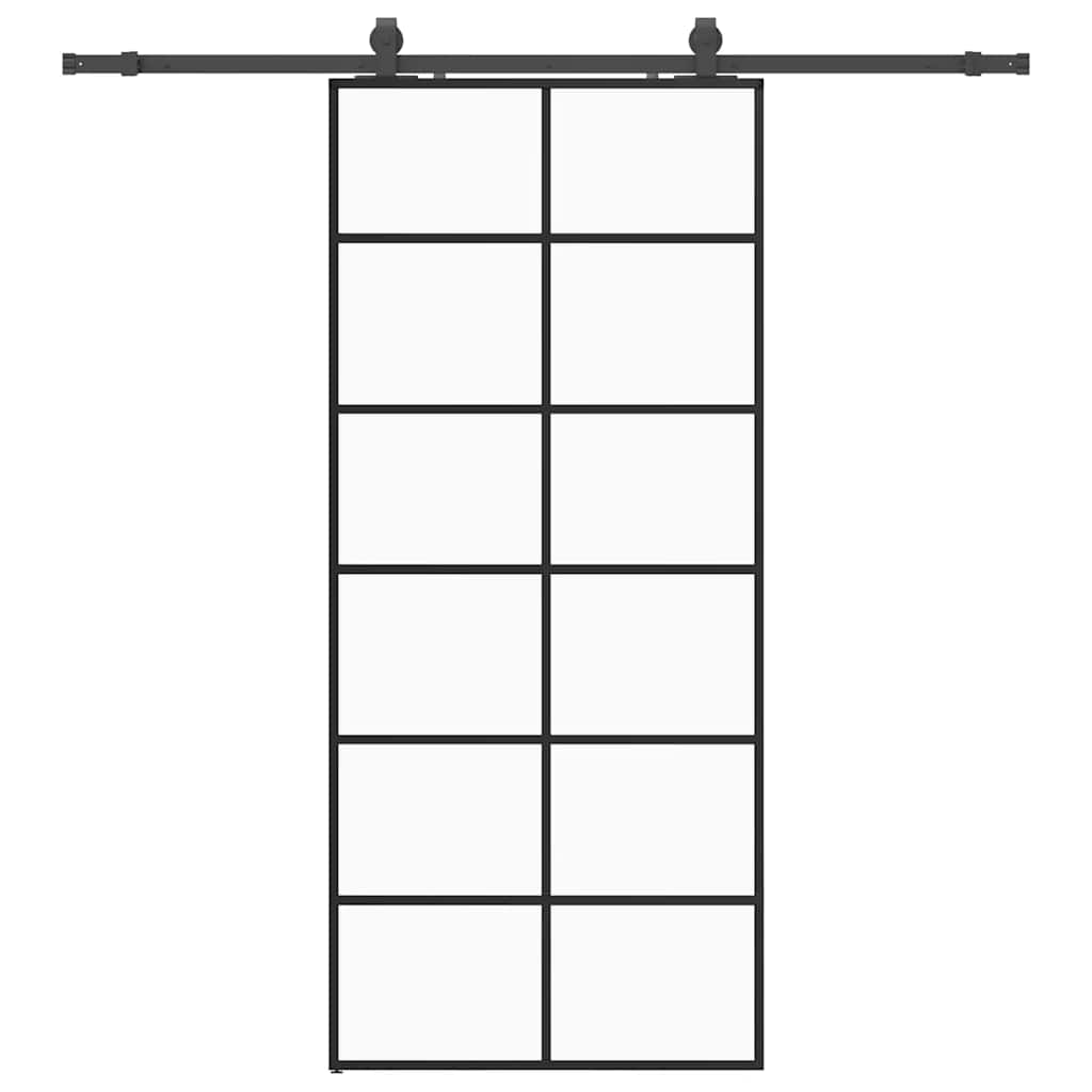 Liukuovi Asennustarvikkeilla Musta 90X205 Cm Esg Lasi