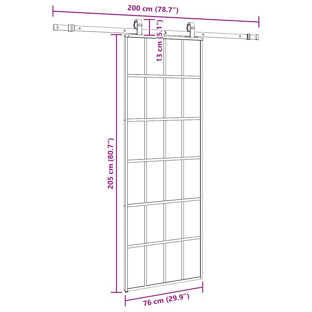 Liukuovi Asennustarvikkeilla Musta 76X205 Cm Esg Lasi