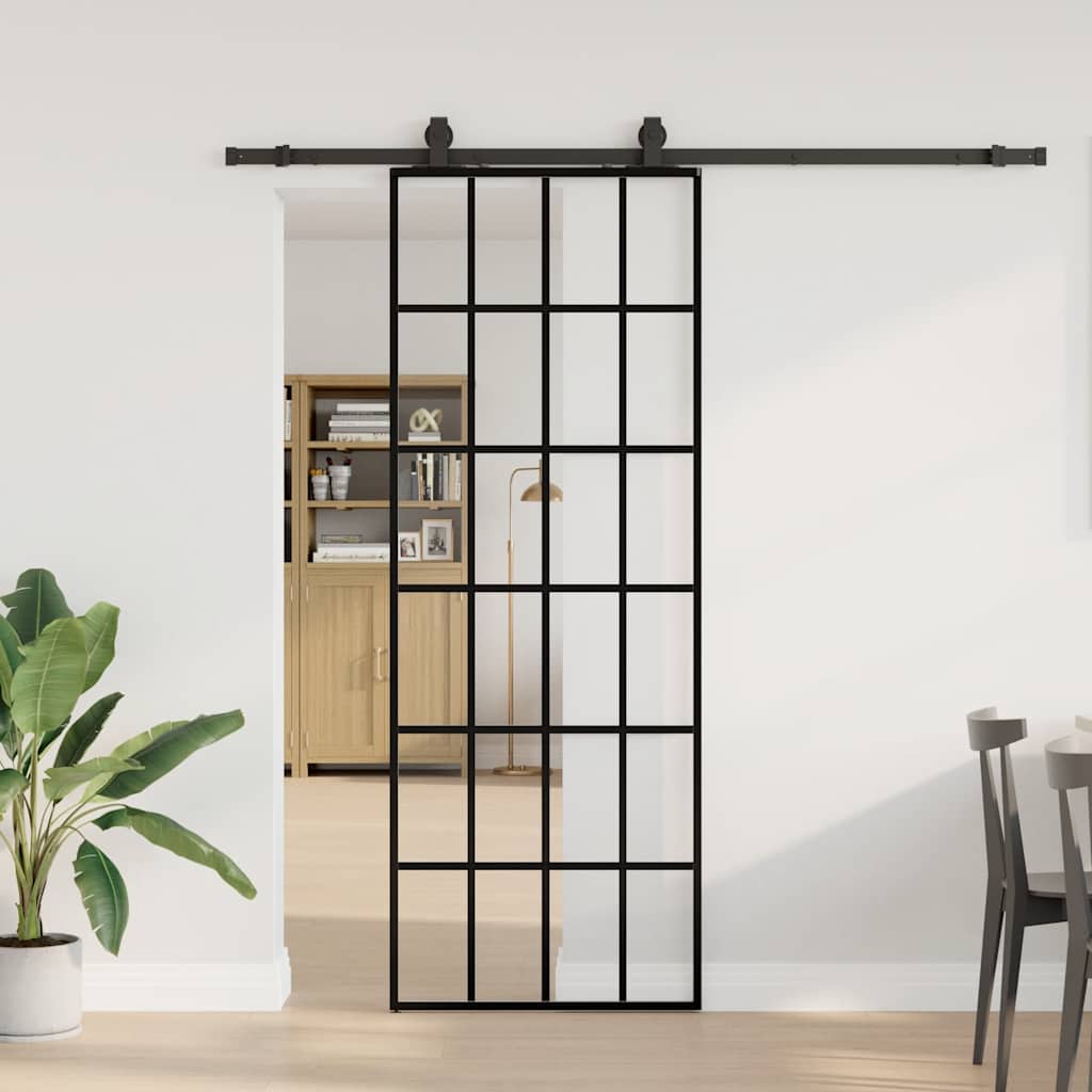 Liukuovi Asennustarvikkeilla Musta 76X205 Cm Esg Lasi