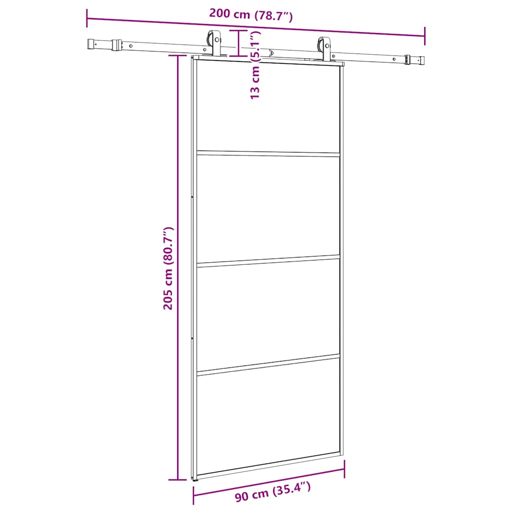 Liukuovi Asennustarvikkeilla Musta 90X205 Cm Esg Lasi