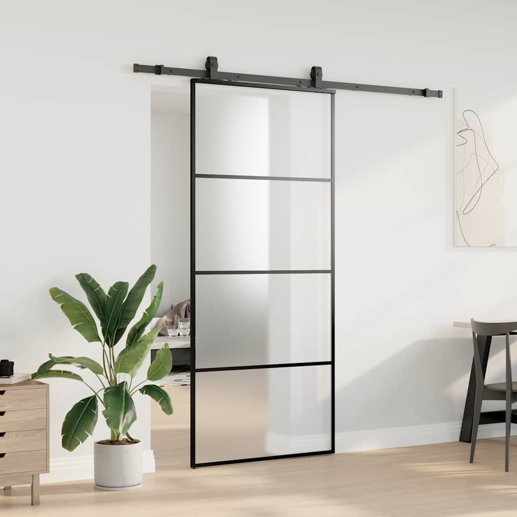 Liukuovi Asennustarvikkeilla Musta 90X205 Cm Esg Lasi