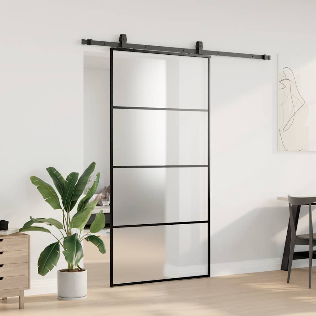 Liukuovi Rautaosilla Musta 102,5X205 Cm Esg-Lasi