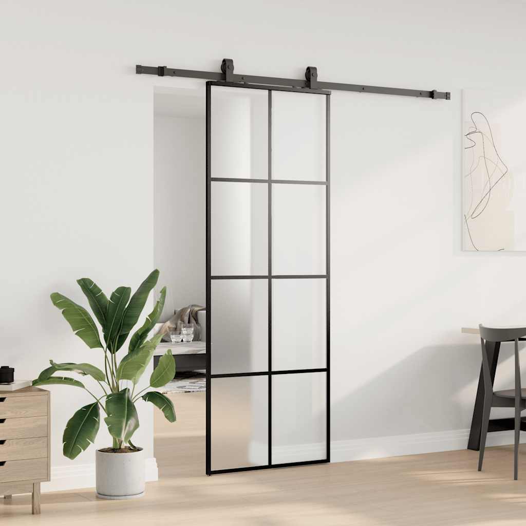 Liukuovi Asennustarvikkeilla Musta 76X205 Cm Esg Lasi