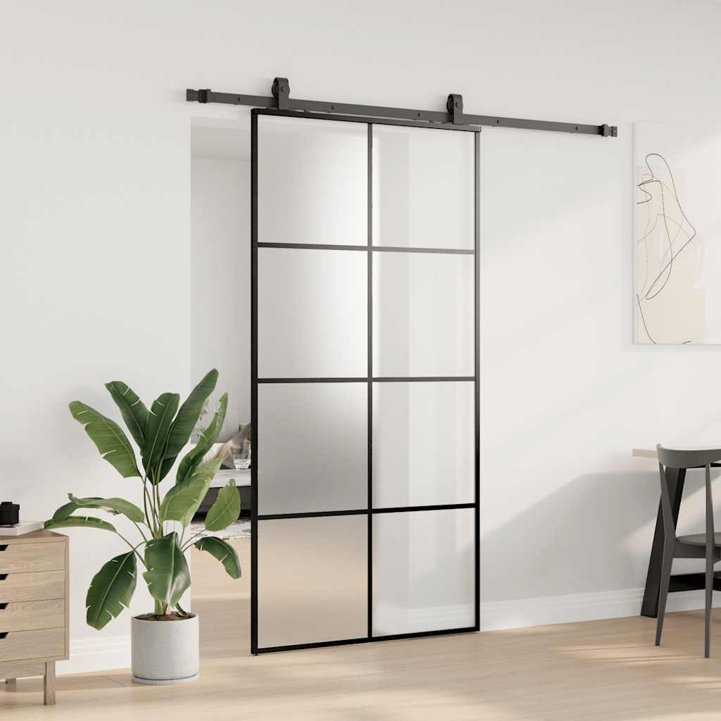 Liukuovi Rautaosilla Musta 102,5X205 Cm Esg-Lasi