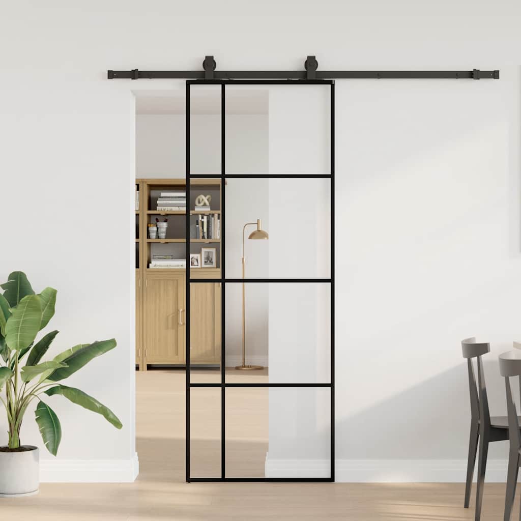 Liukuovi Asennustarvikkeilla Musta 76X205 Cm Esg Lasi