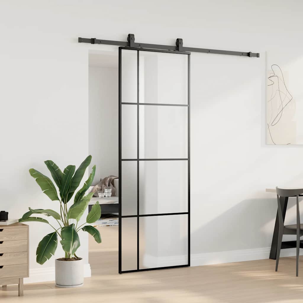 Liukuovi Asennustarvikkeilla Musta 76X205 Cm Esg Lasi