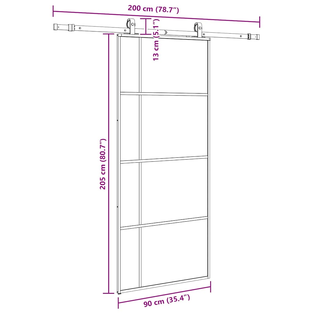Liukuovi Asennustarvikkeilla Musta 90X205 Cm Esg Lasi