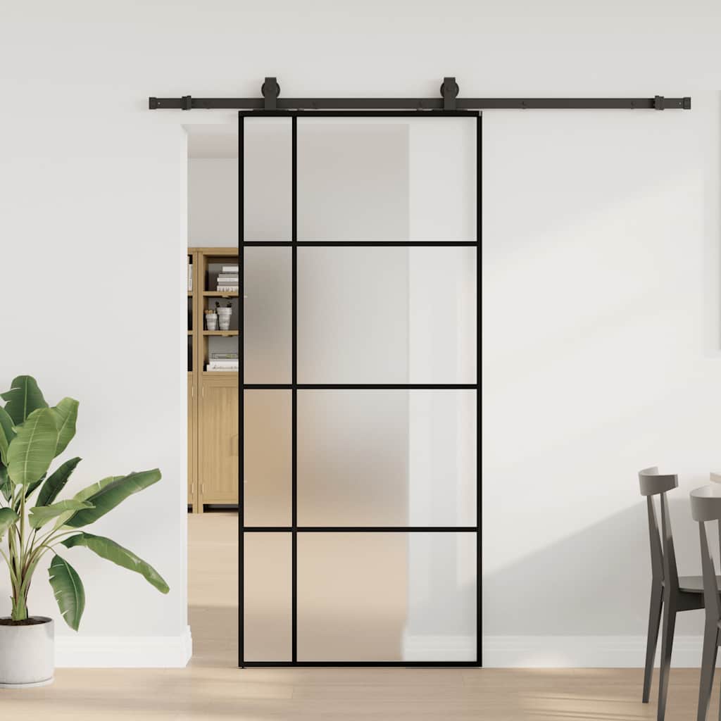 Liukuovi Asennustarvikkeilla Musta 90X205 Cm Esg Lasi