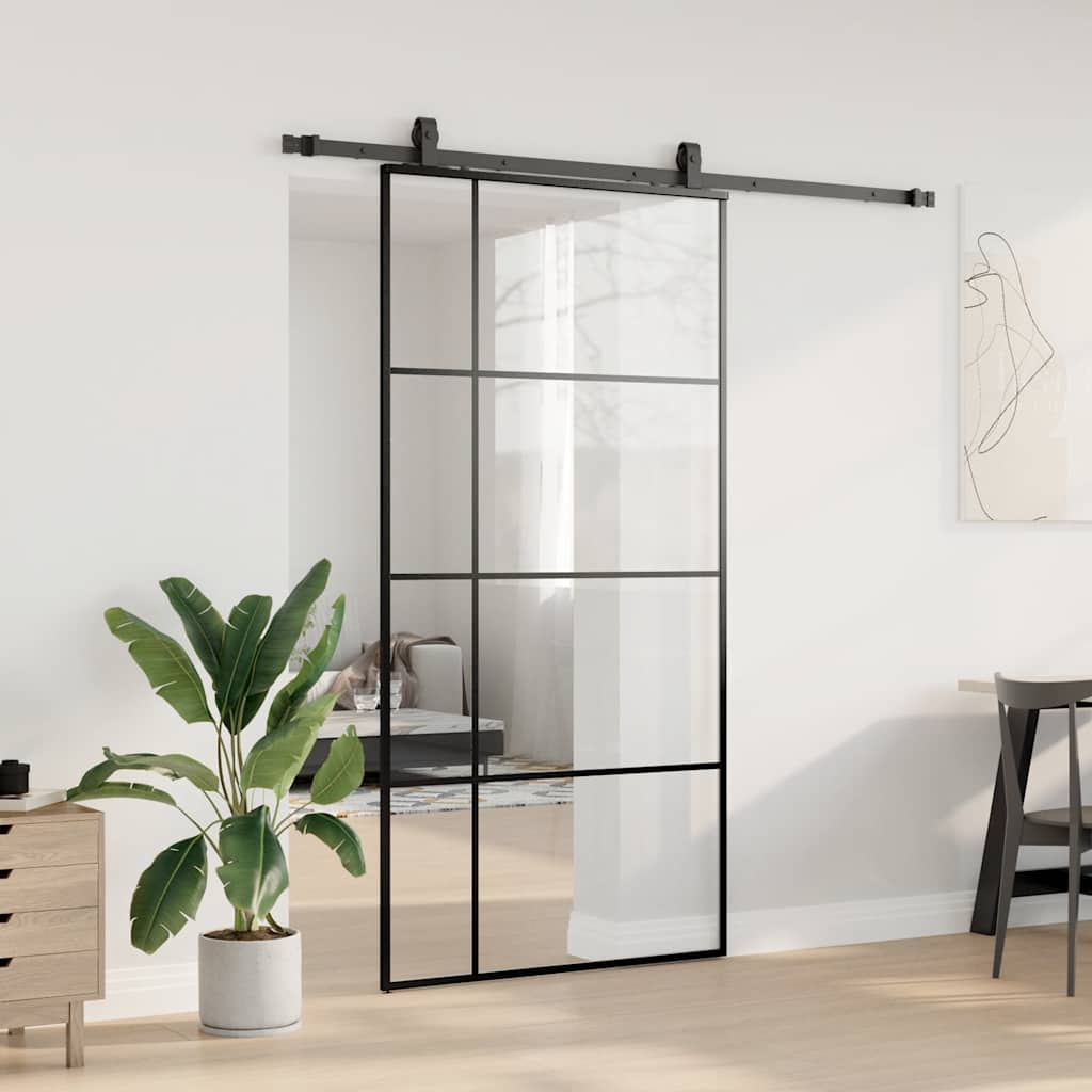 Liukuovi Rautaosilla Musta 102,5X205 Cm Esg-Lasi