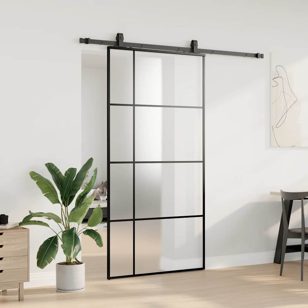 Liukuovi Rautaosilla Musta 102,5X205 Cm Esg-Lasi