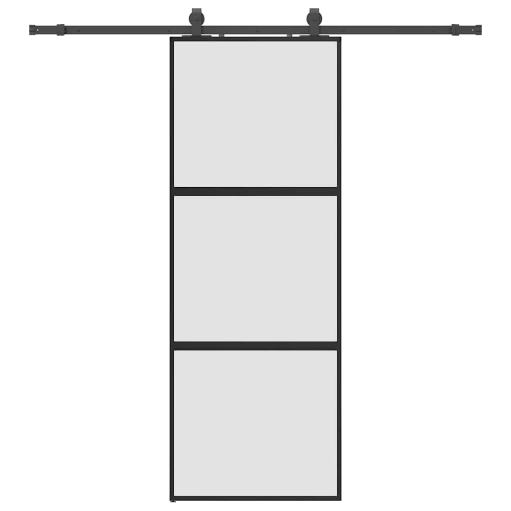 Liukuovi Laitteistosarjalla Musta 76X205 Cm Karkaistu Lasi