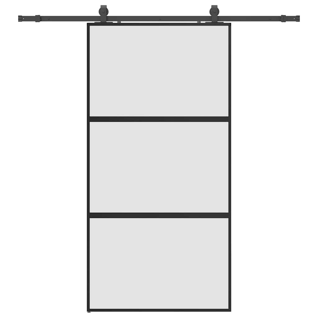Liukuovi Laitteistosarjalla Musta 102,5X205 Cm Karkaistu Lasi