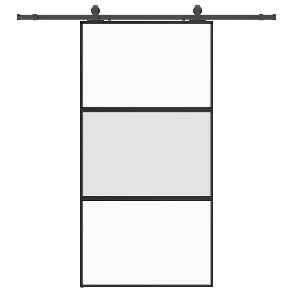 Liukuovi Laitteistosarjalla Musta 102,5X205 Cm Karkaistu Lasi