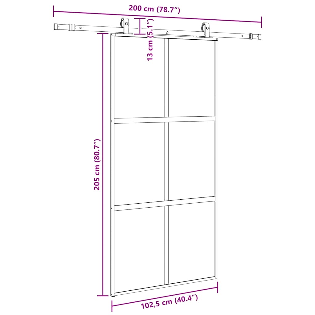Liukuovi Laitteistosarjalla Musta 102,5X205 Cm Karkaistu Lasi