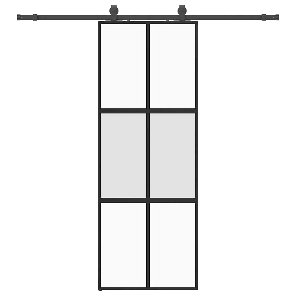 Liukuovi Laitteistosarjalla Musta 76X205 Cm Karkaistu Lasi