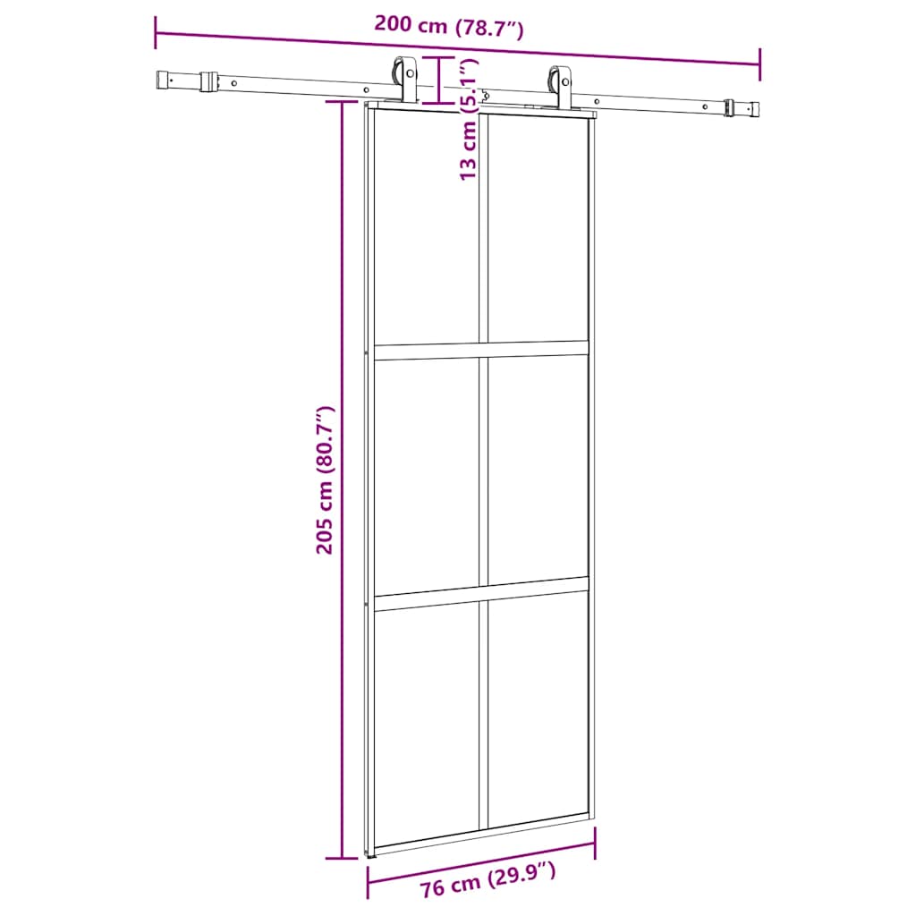 Liukuovi Laitteistosarjalla Musta 76X205 Cm Karkaistu Lasi