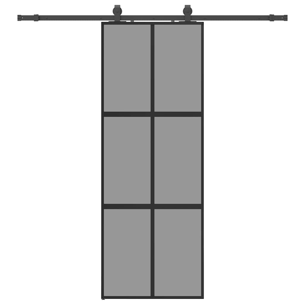 Liukuovi Laitteistosarjalla Musta 76X205 Cm Karkaistu Lasi