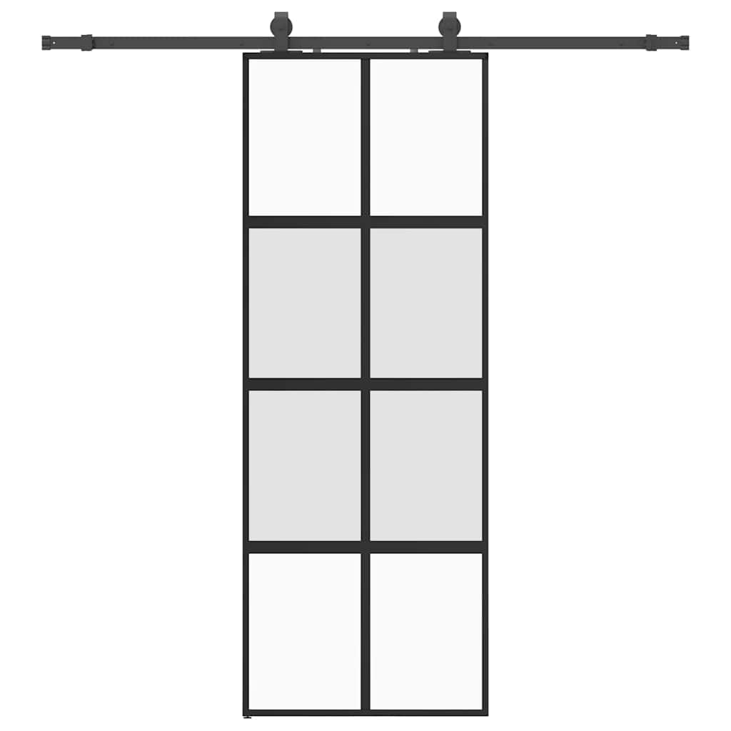 Liukuovi Laitteistosarjalla Musta 76X205 Cm Karkaistu Lasi