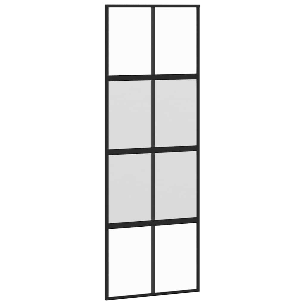 Liukuovi Laitteistosarjalla Musta 76X205 Cm Karkaistu Lasi