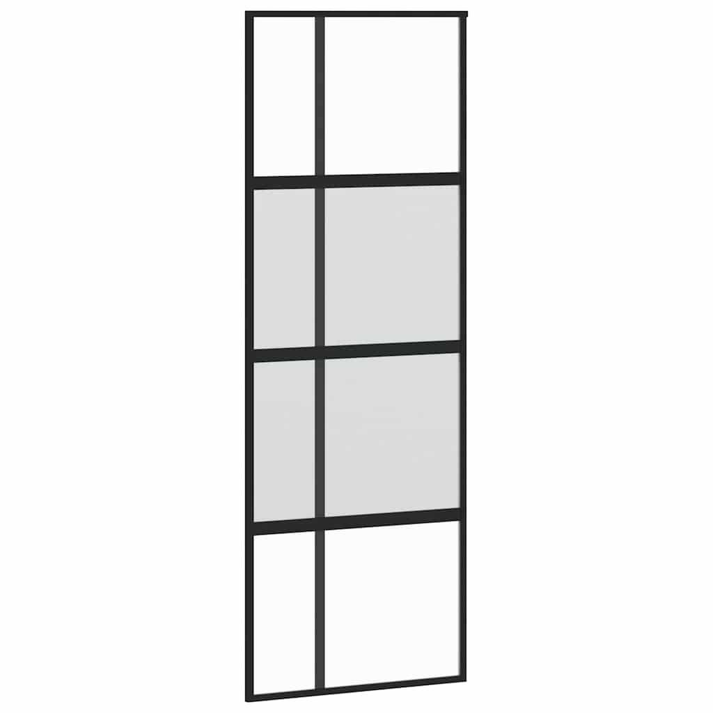 Liukuovi Laitteistosarjalla Musta 76X205 Cm Karkaistu Lasi