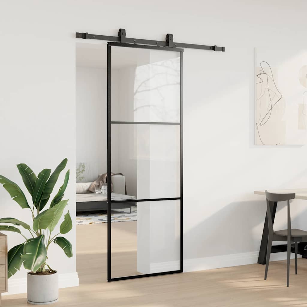 Liukuovi Asennustarvikkeilla Musta 76X205 Cm Esg Lasi