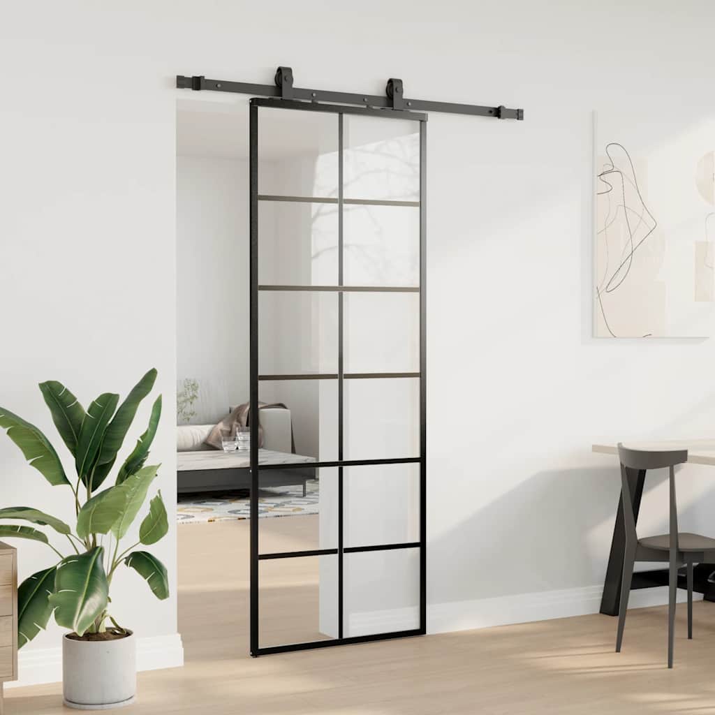 Liukuovi Asennustarvikkeilla Musta 76X205 Cm Esg Lasi