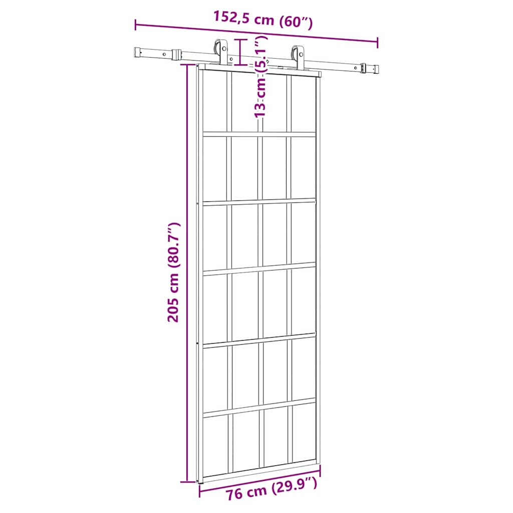 Liukuovi Asennustarvikkeilla Musta 76X205 Cm Esg Lasi