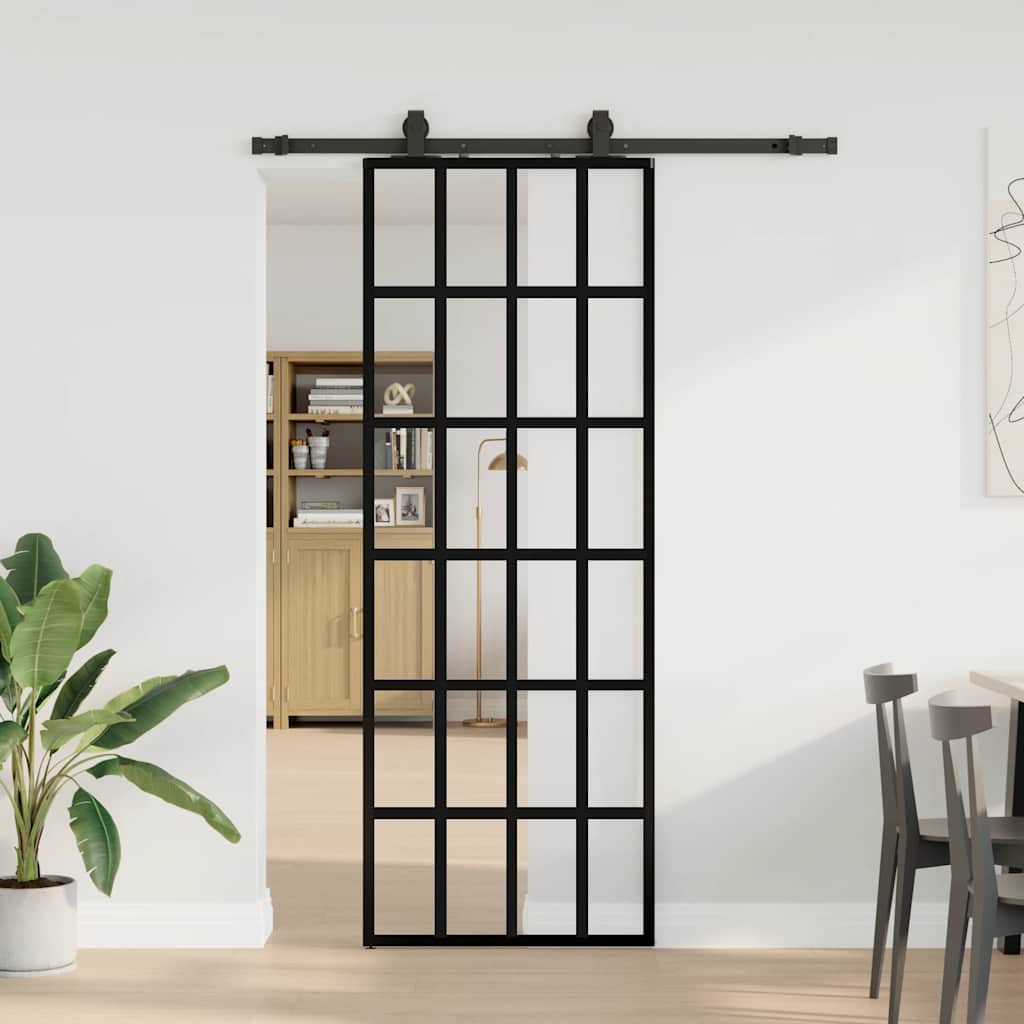 Liukuovi Asennustarvikkeilla Musta 76X205 Cm Esg Lasi