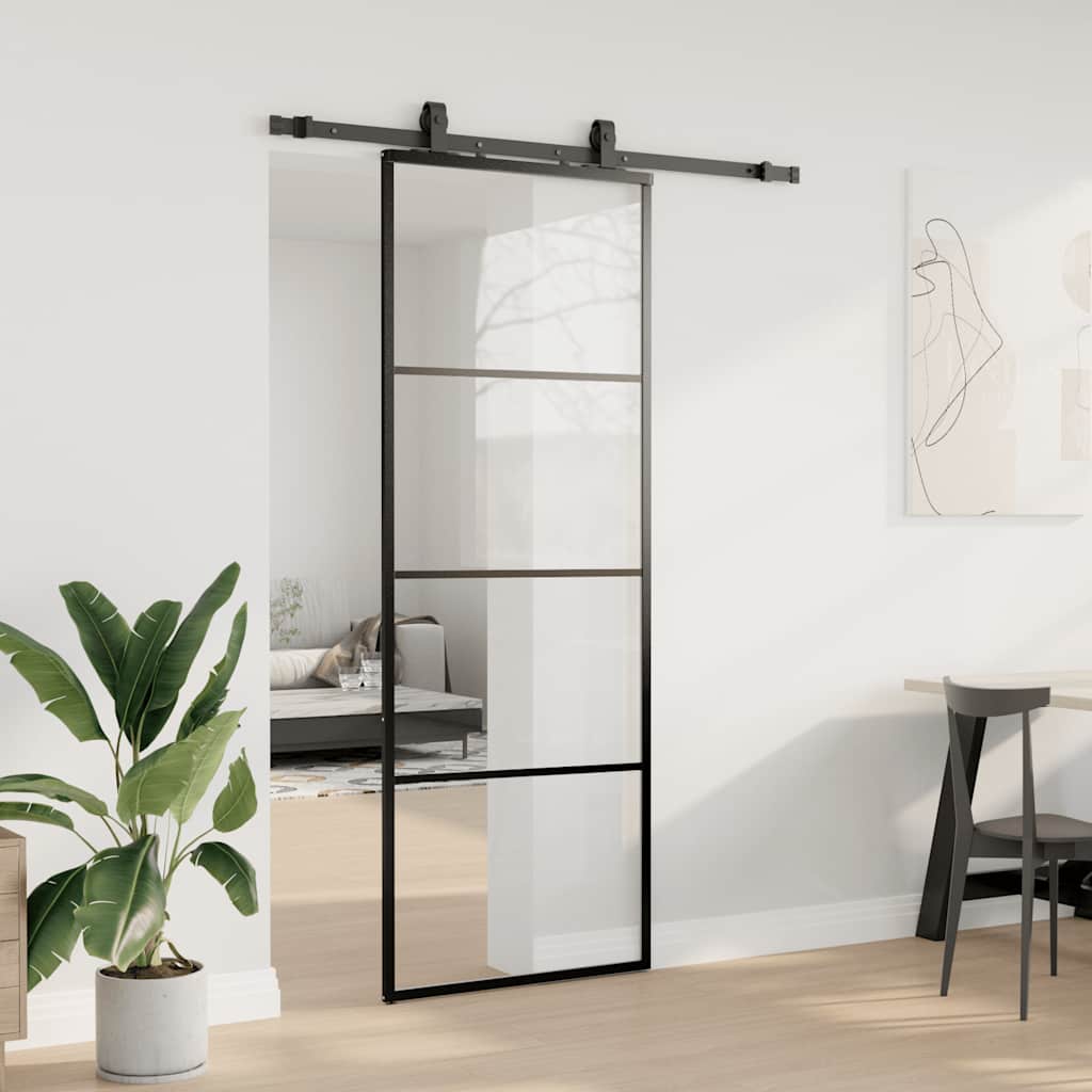 Liukuovi Asennustarvikkeilla Musta 76X205 Cm Esg Lasi
