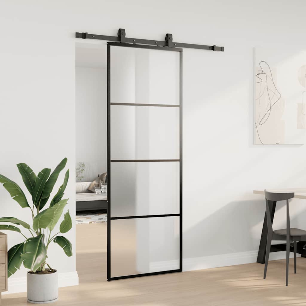 Liukuovi Asennustarvikkeilla Musta 76X205 Cm Esg Lasi