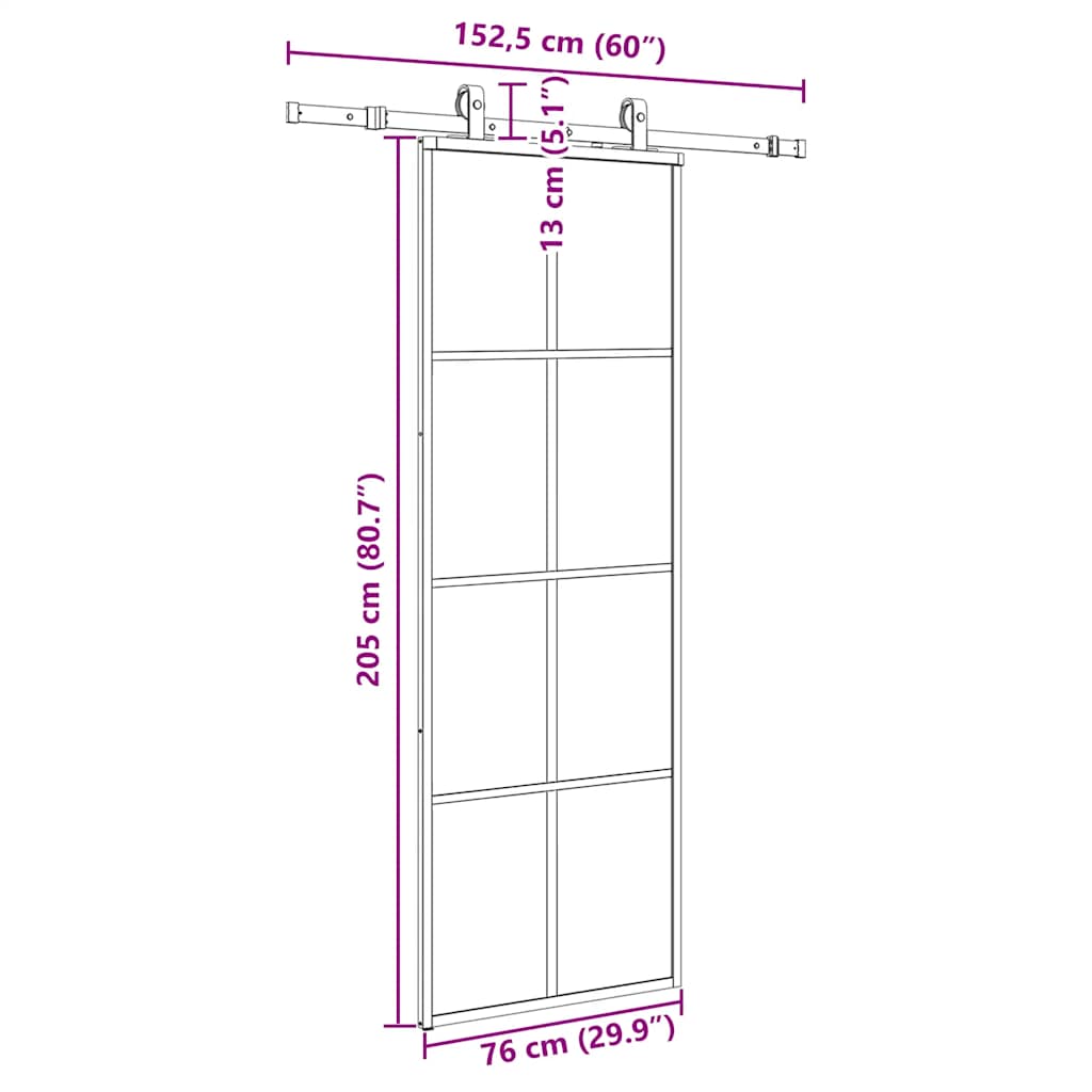Liukuovi Asennustarvikkeilla Musta 76X205 Cm Esg Lasi