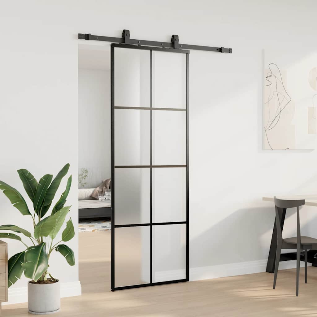 Liukuovi Asennustarvikkeilla Musta 76X205 Cm Esg Lasi