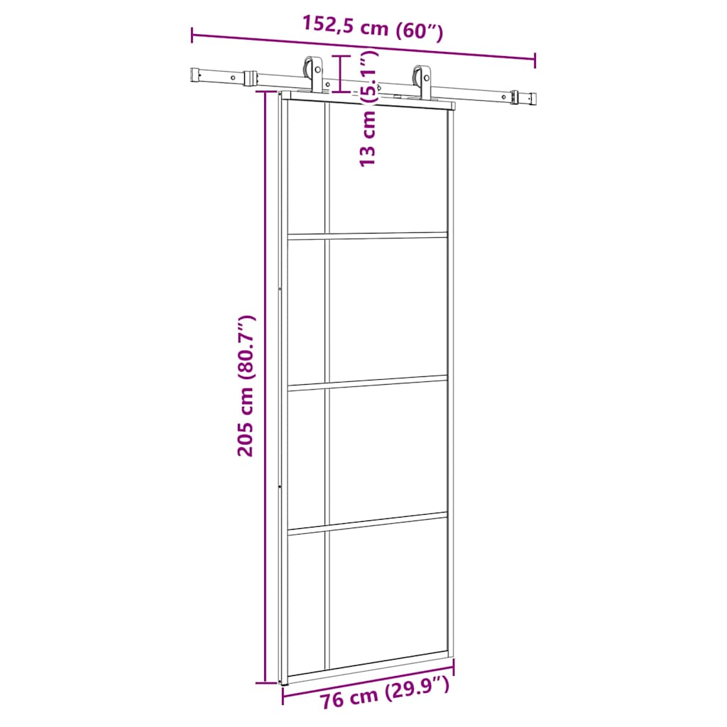 Liukuovi Asennustarvikkeilla Musta 76X205 Cm Esg Lasi