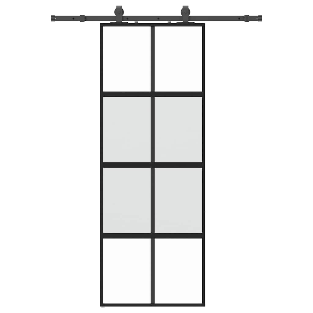 Liukuovi Laitteistosarjalla Musta 76X205 Cm Karkaistu Lasi