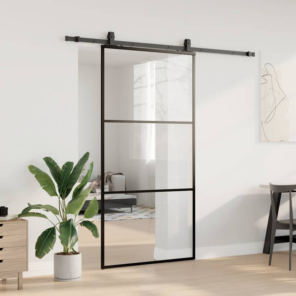 Liukuovi Laitteistosarjalla Musta 102X205 Cm Esg Lasi