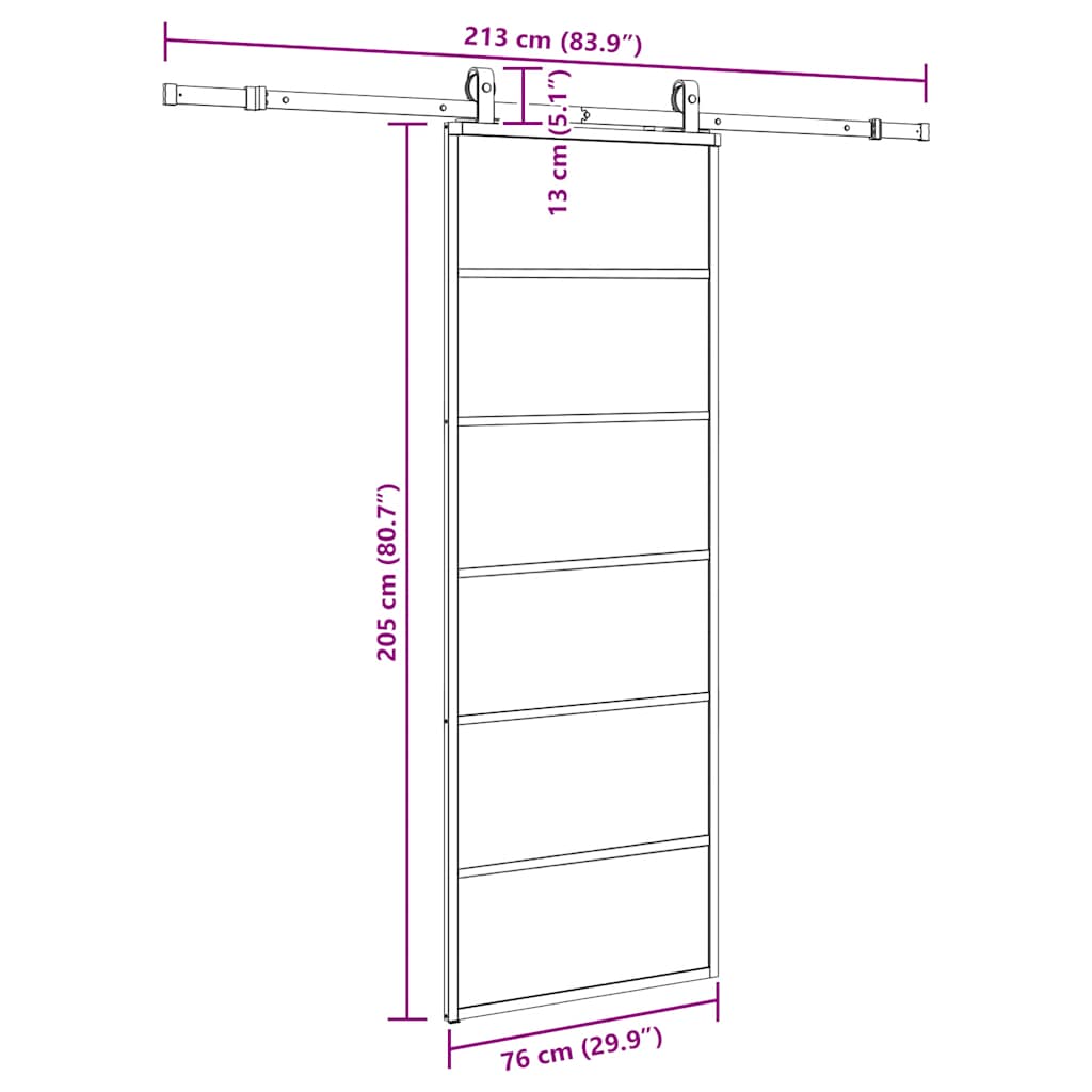 Liukuovi Asennustarvikkeilla Musta 76X205 Cm Esg Lasi