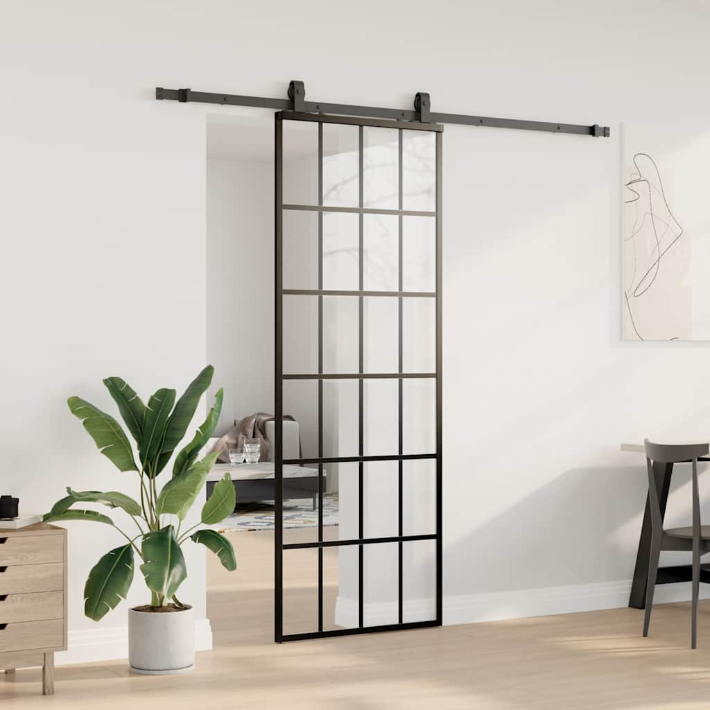 Liukuovi Asennustarvikkeilla Musta 76X205 Cm Esg Lasi