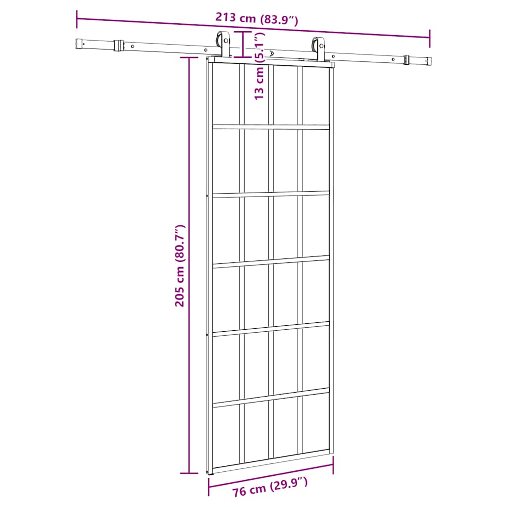 Liukuovi Asennustarvikkeilla Musta 76X205 Cm Esg Lasi