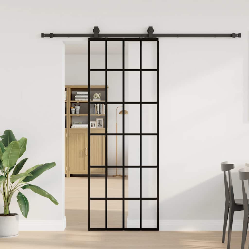 Liukuovi Asennustarvikkeilla Musta 76X205 Cm Esg Lasi