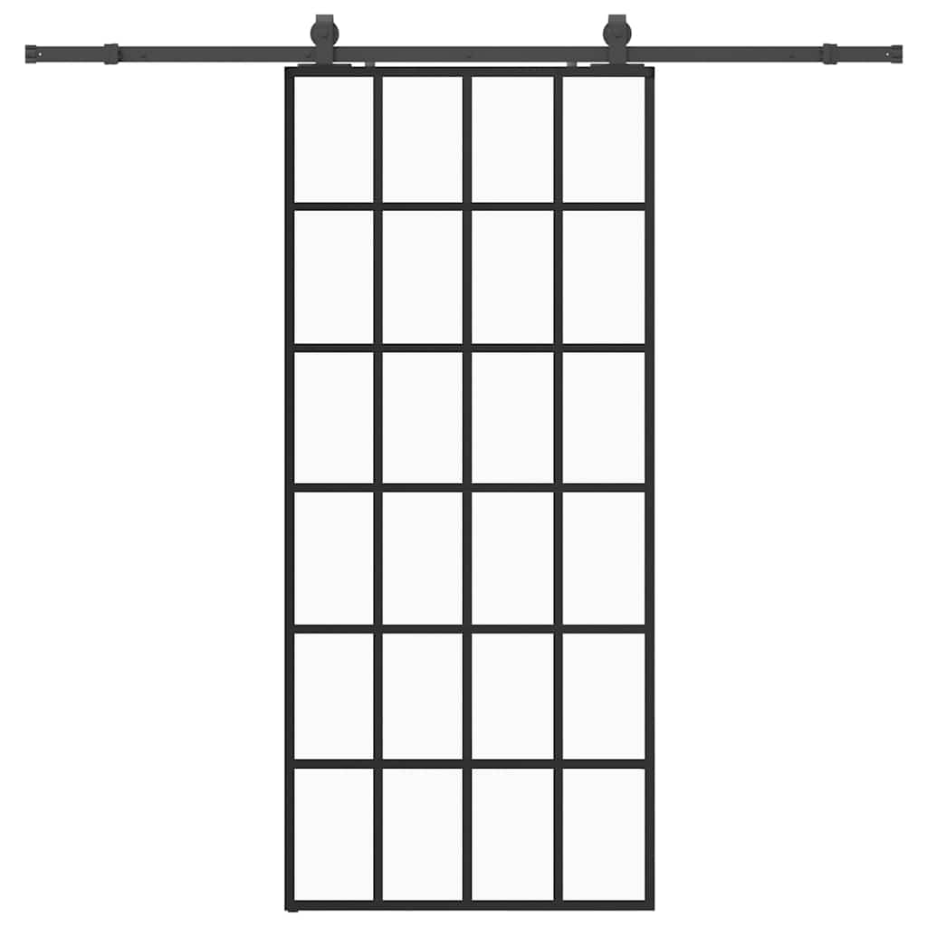 Liukuovi Asennustarvikkeilla Musta 90X205 Cm Esg Lasi