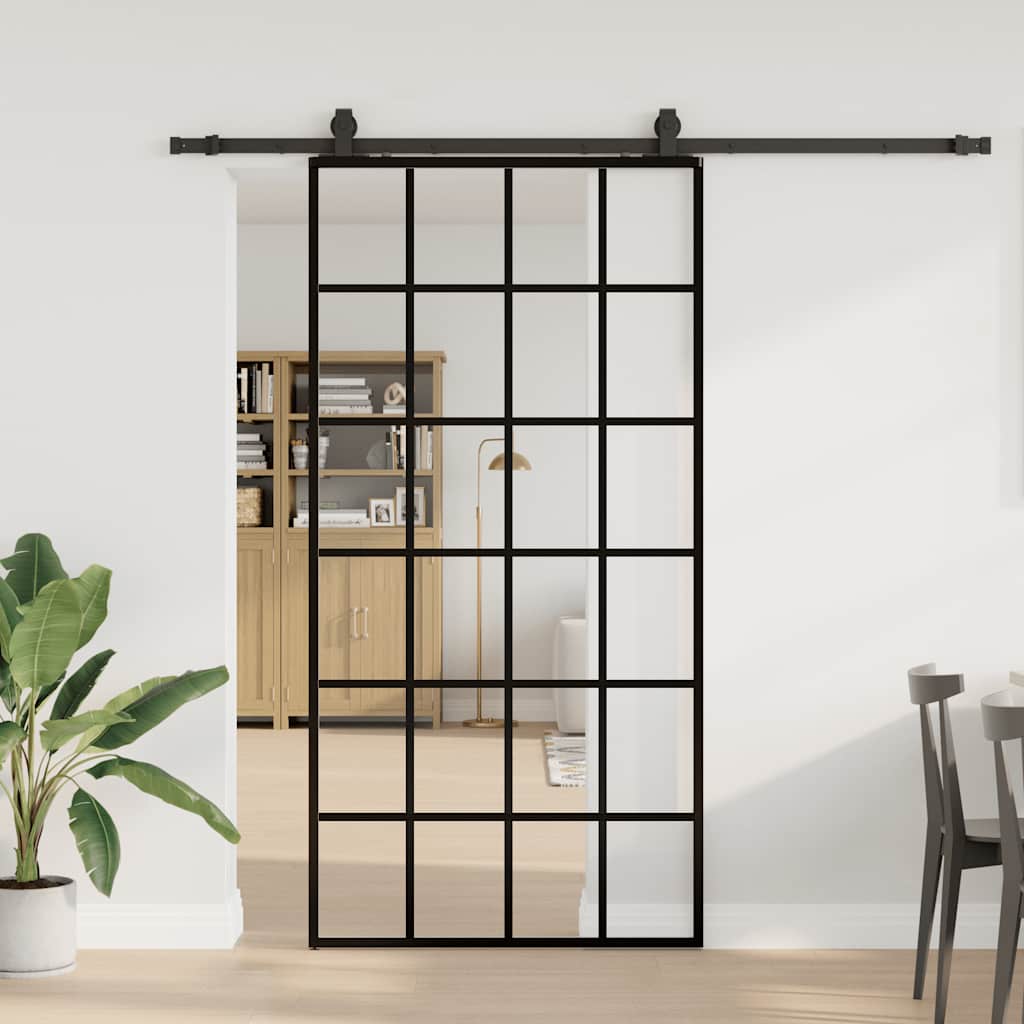 Liukuovi Laitteistosarjalla Musta 102X205 Cm Esg Lasi
