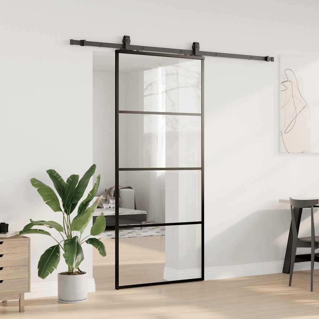 Liukuovi Asennustarvikkeilla Musta 90X205 Cm Esg Lasi