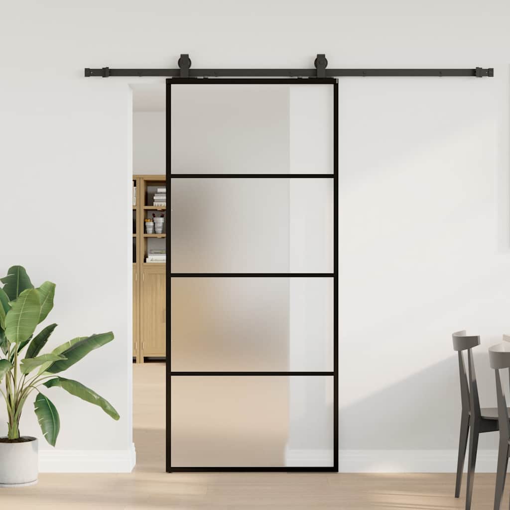 Liukuovi Asennustarvikkeilla Musta 90X205 Cm Esg Lasi