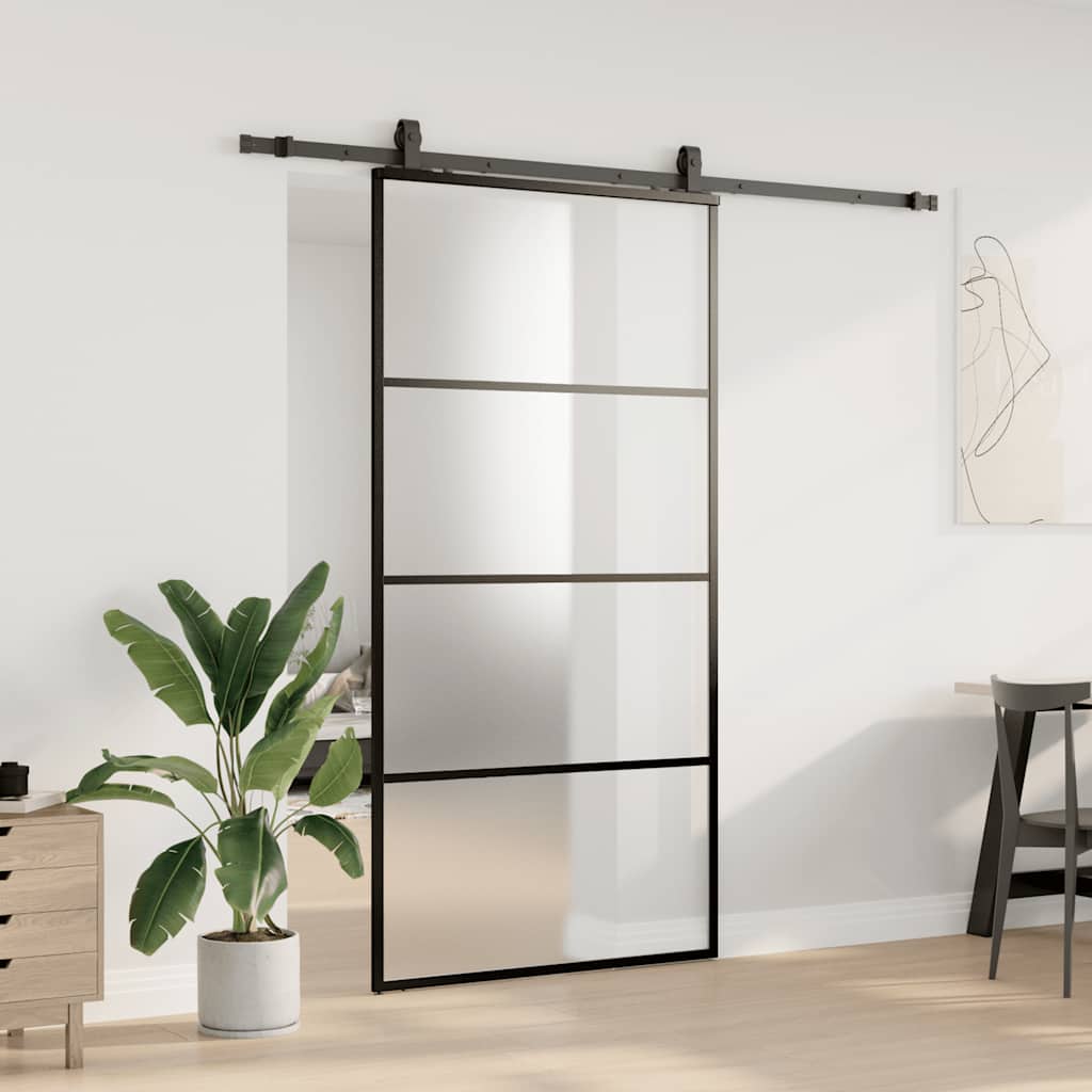 Liukuovi Rautaosilla Musta 102,5X205 Cm Esg-Lasi