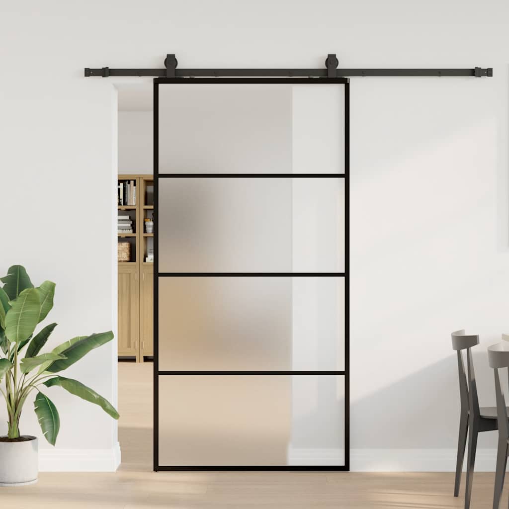Liukuovi Rautaosilla Musta 102,5X205 Cm Esg-Lasi